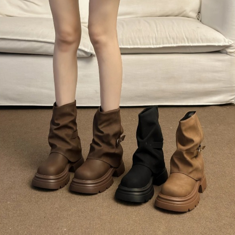 Pipe Bending Spring - Bottes à semelle épaisse pour femmes,